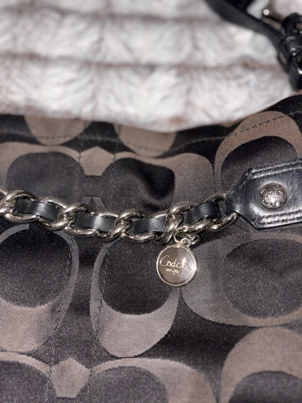 Coach Black Signature Pattern Shoulder Bag - Picture 6 of 7